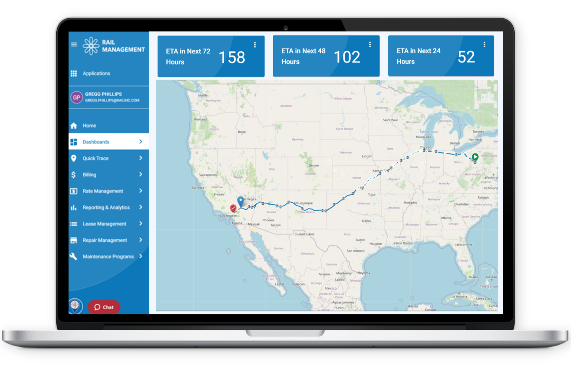 Rail Shipment Tracking Map