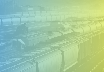 Railcars on tracks