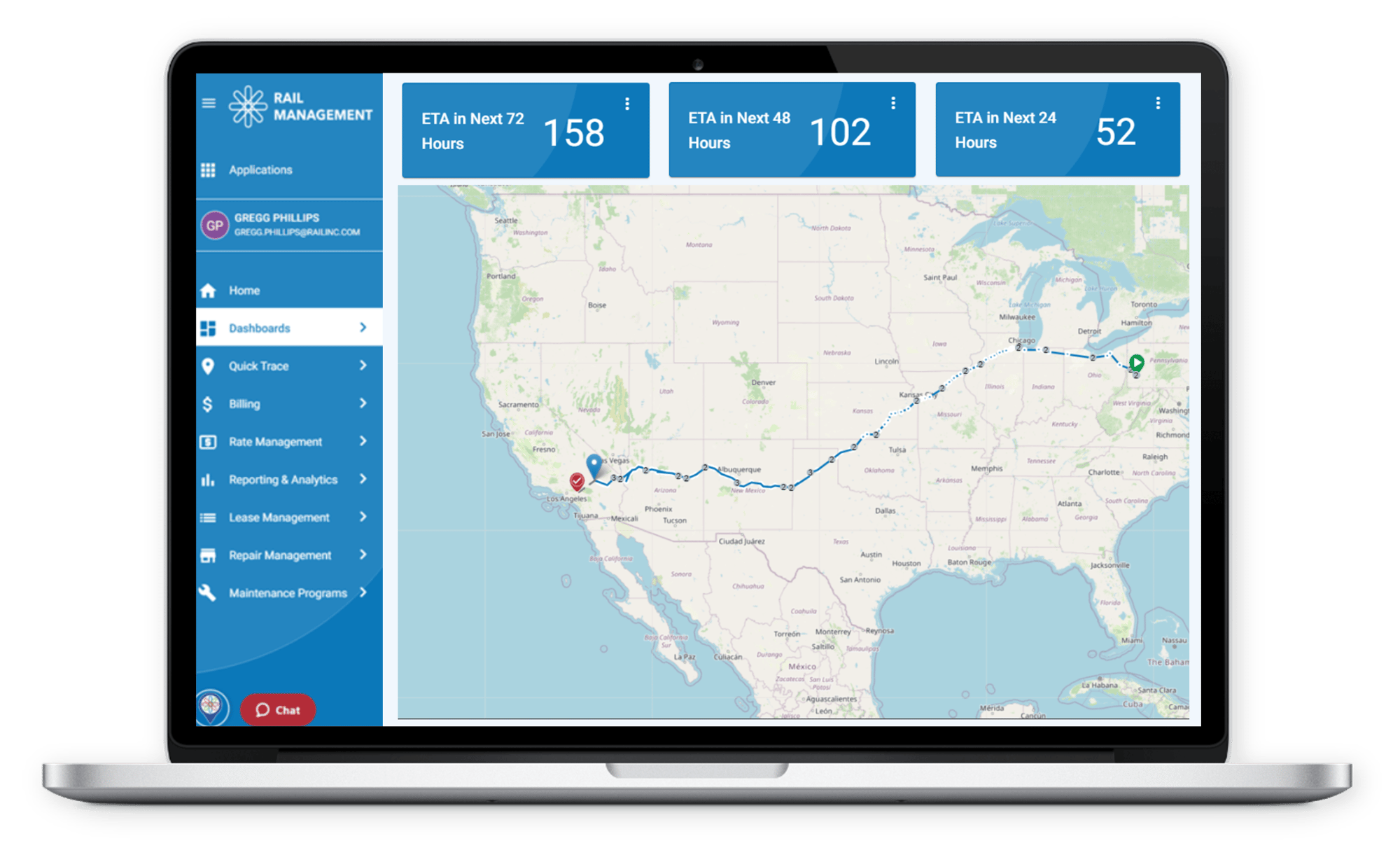 rail shipment tracking map